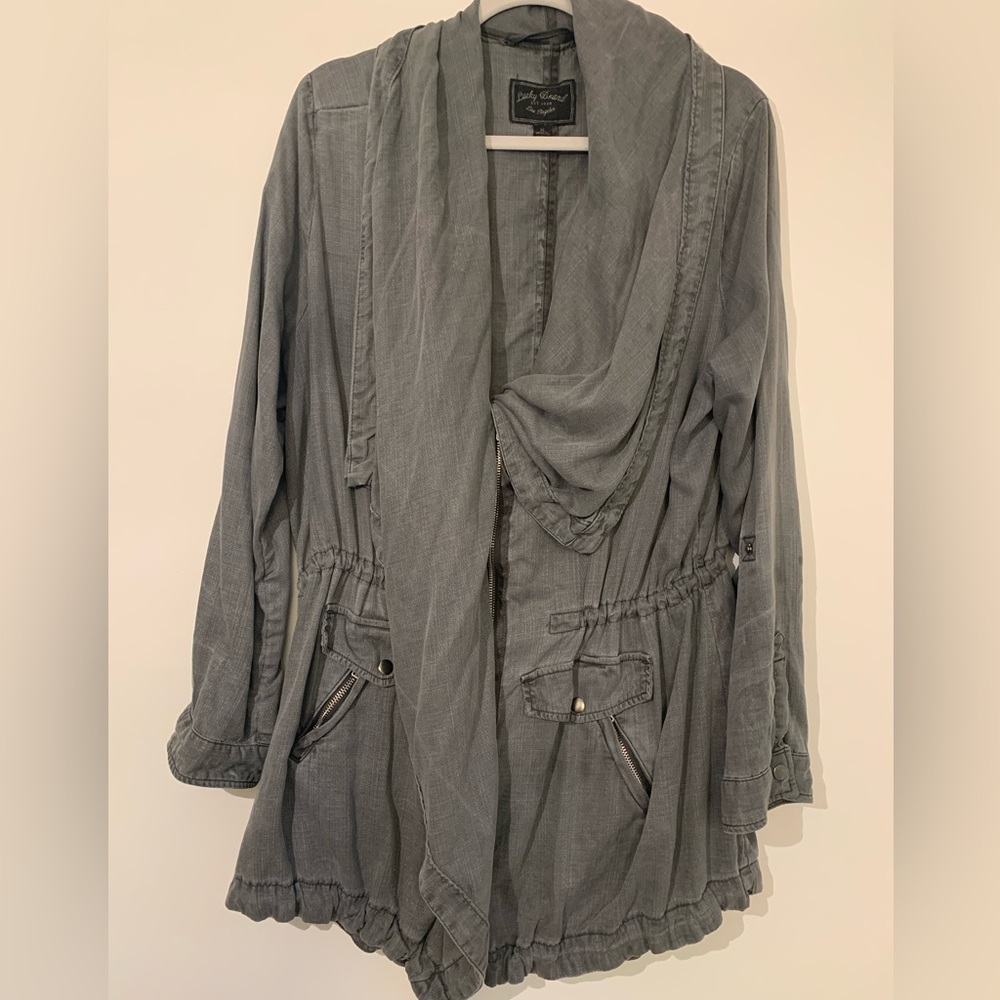 SALE Lucky Brand ~ Zip-Up Drawstring Jacket Utility/Cargo Cotton Tencel XL
